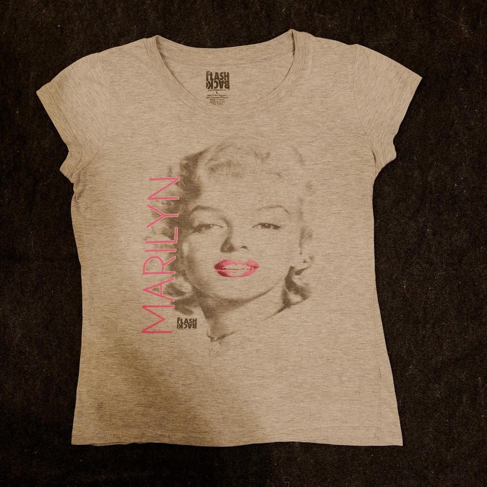 Flashback Marilyn Monroe Graphic Tee Heather Gray Pink Pop Art Y2K Size L